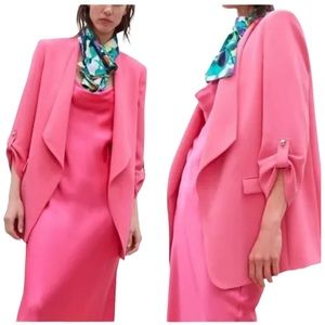 Zara Pink Relaxed Blazer With Lapel